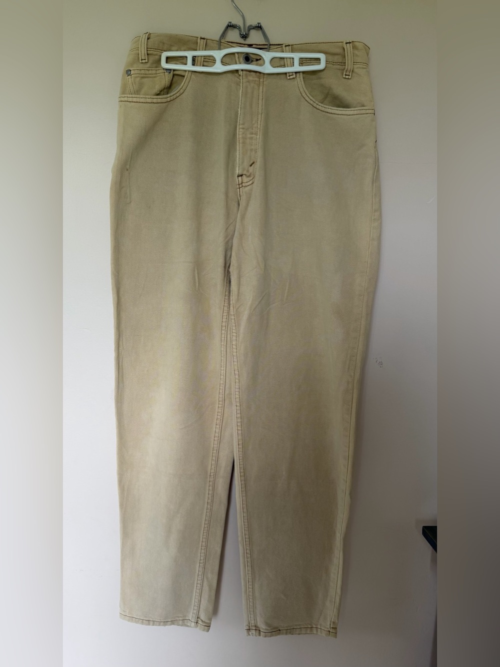 Levis Mens SilverTab Loose Jeans 33x32 Beige Khaki Baggy Skater Vintage 1995
